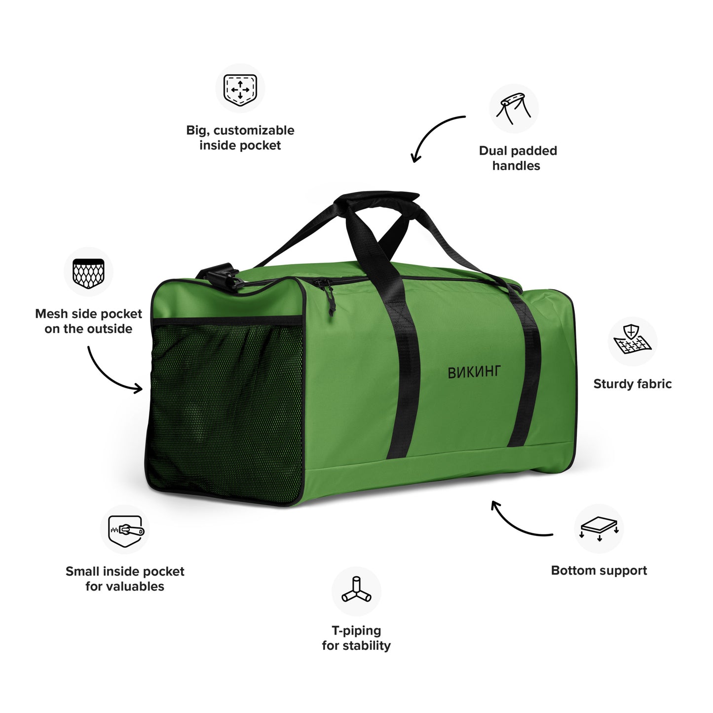 ВИКИНГ Original Shamrock Green Duffel Bag