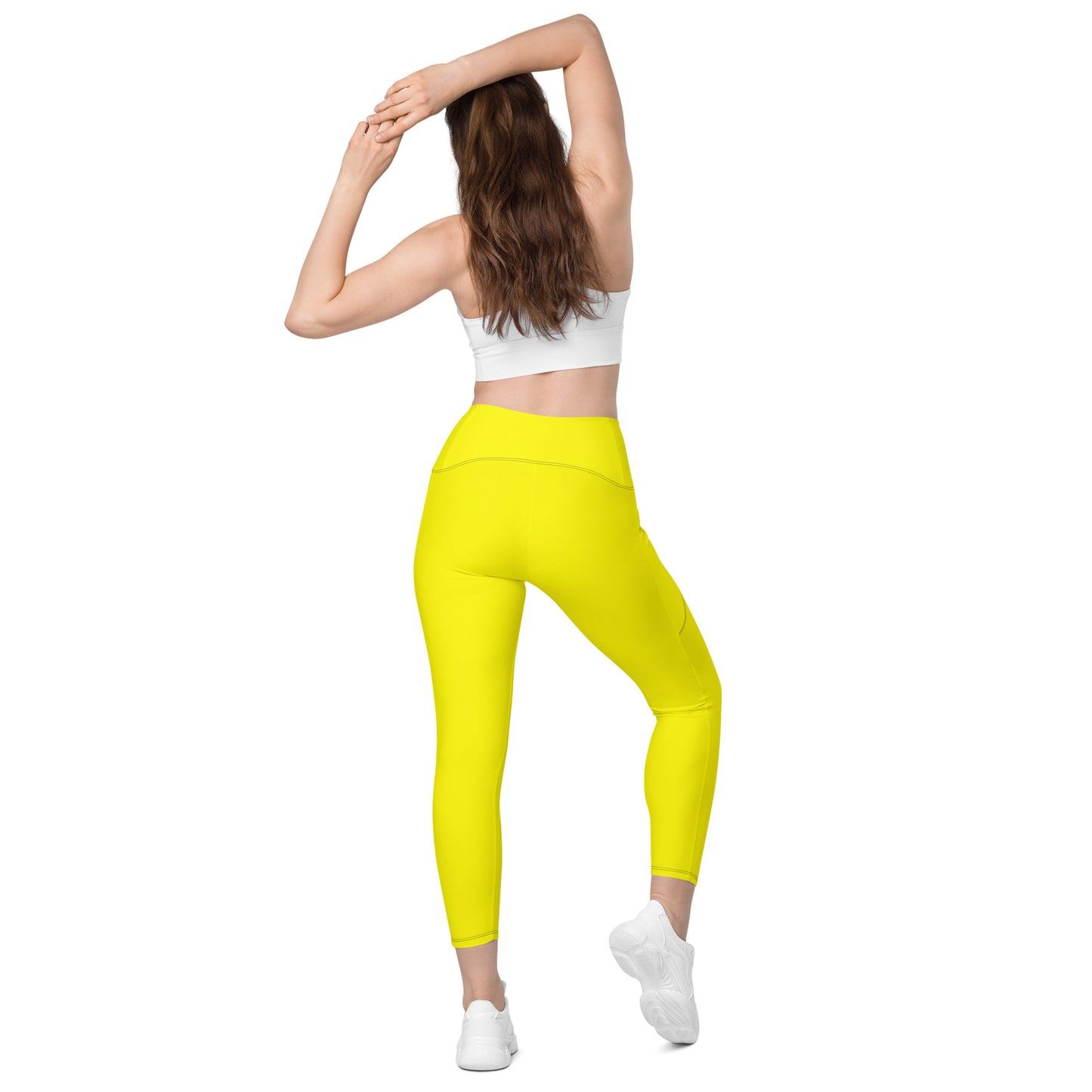 ВИКИНГ Original Bumble Bee Yellow Crossover Leggings with Pockets