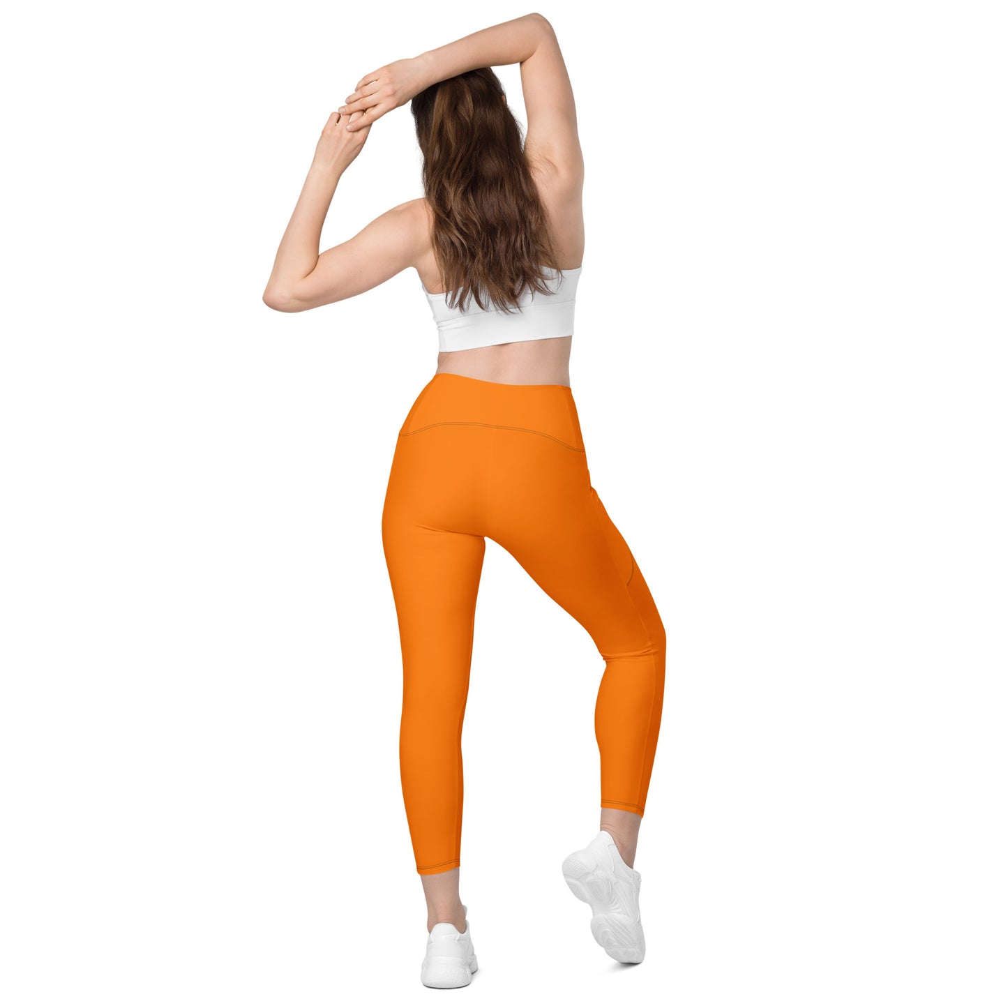 ВИКИНГ Original Tangerine Orange Crossover Leggings with Pockets