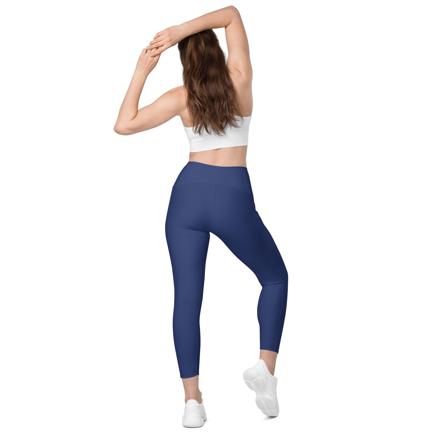 ВИКИНГ Original Navy Blue Crossover Leggings with Pockets