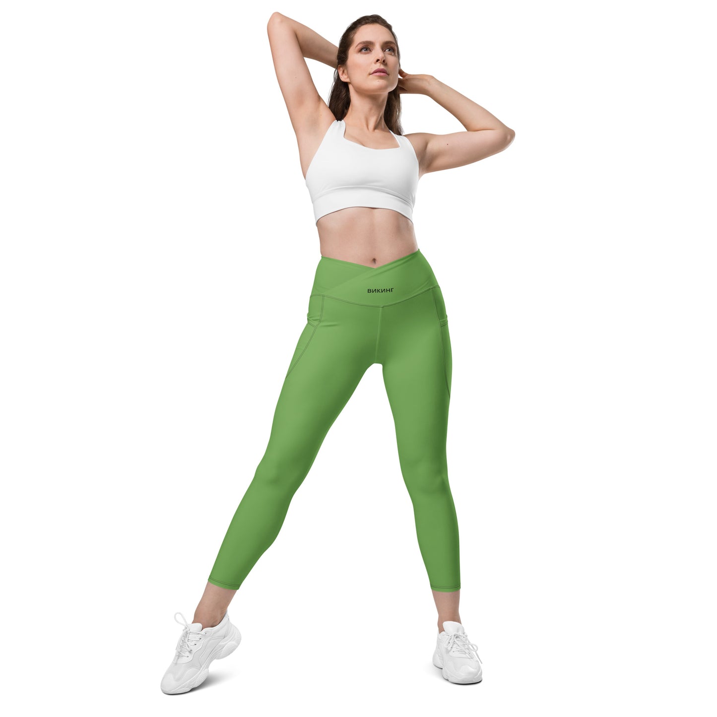 ВИКИНГ Original Shamrock Green Crossover Leggings with Pockets