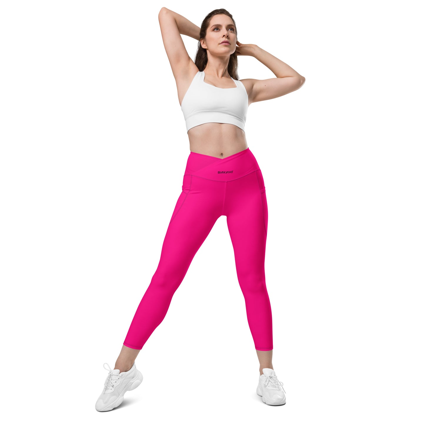 ВИКИНГ Original Bright Pink Crossover Leggings with Pockets