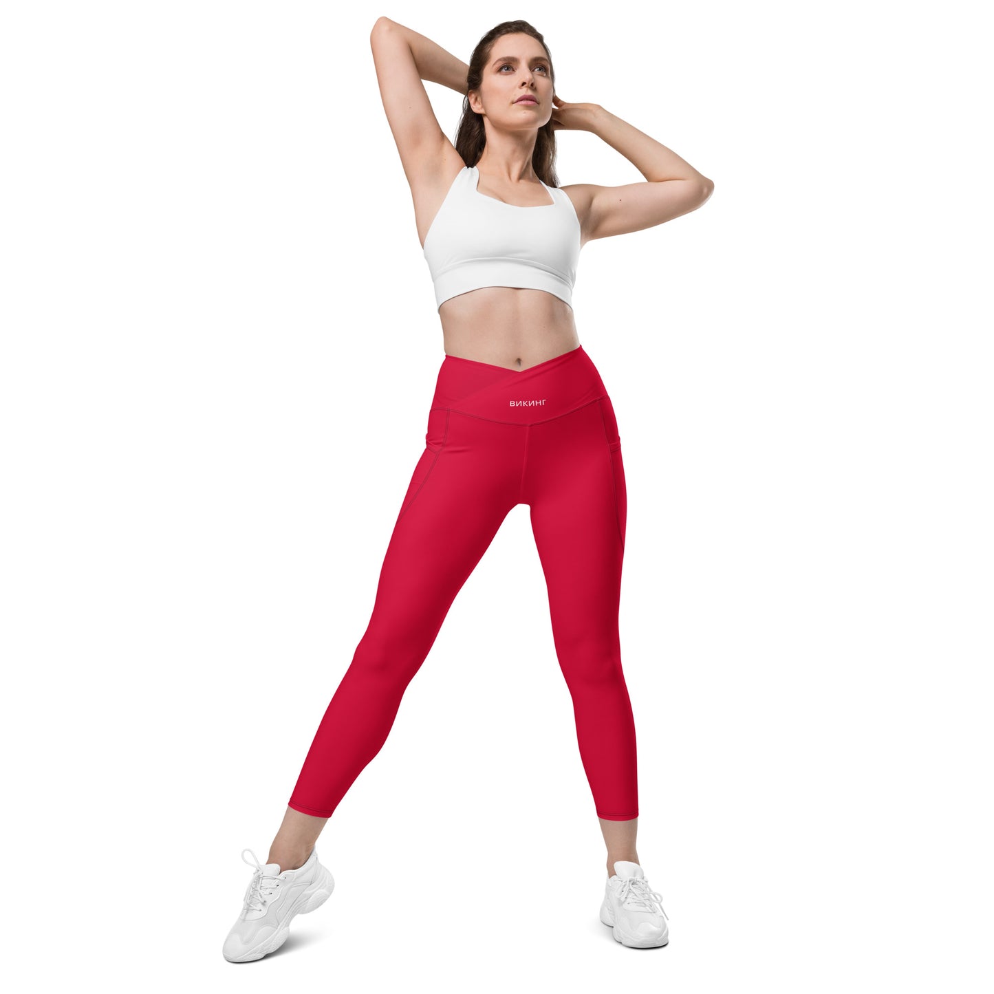 ВИКИНГ Original Lipstick Red Crossover Leggings with Pockets