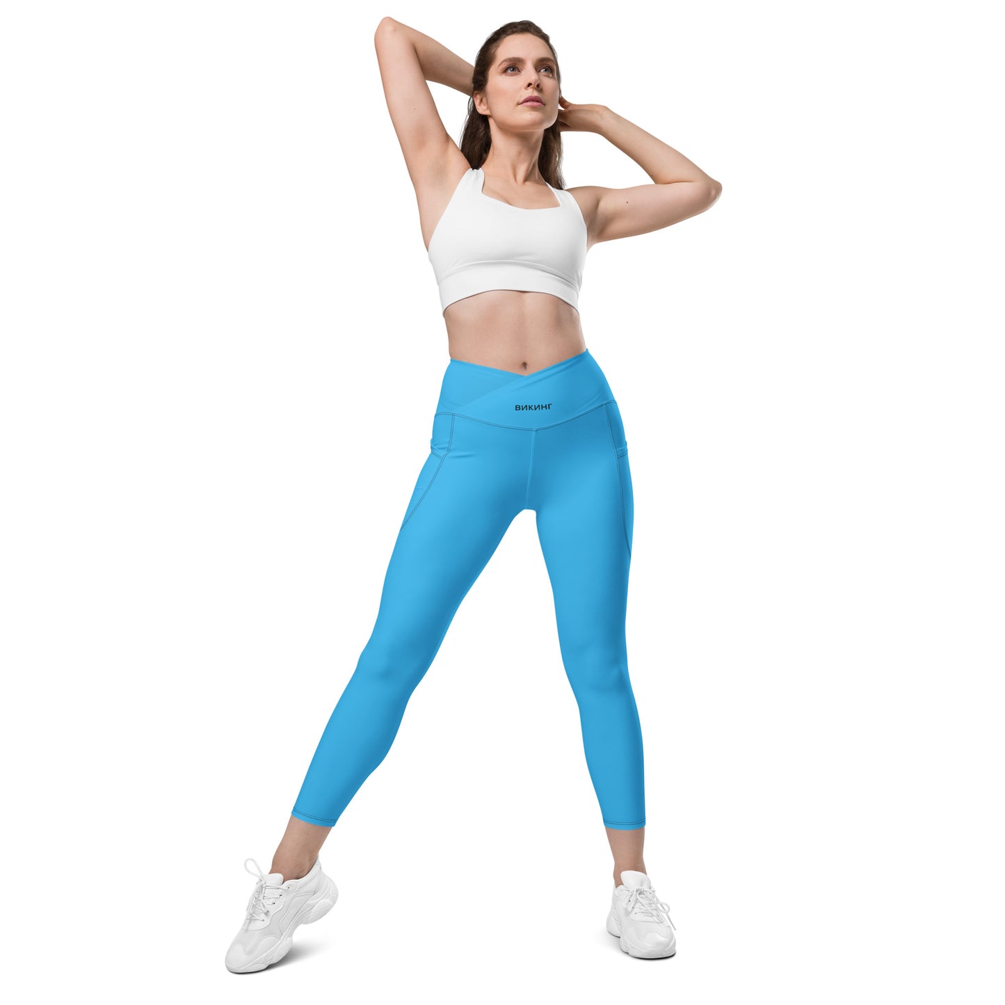 ВИКИНГ Original Olympic Blue Crossover Leggings with Pockets