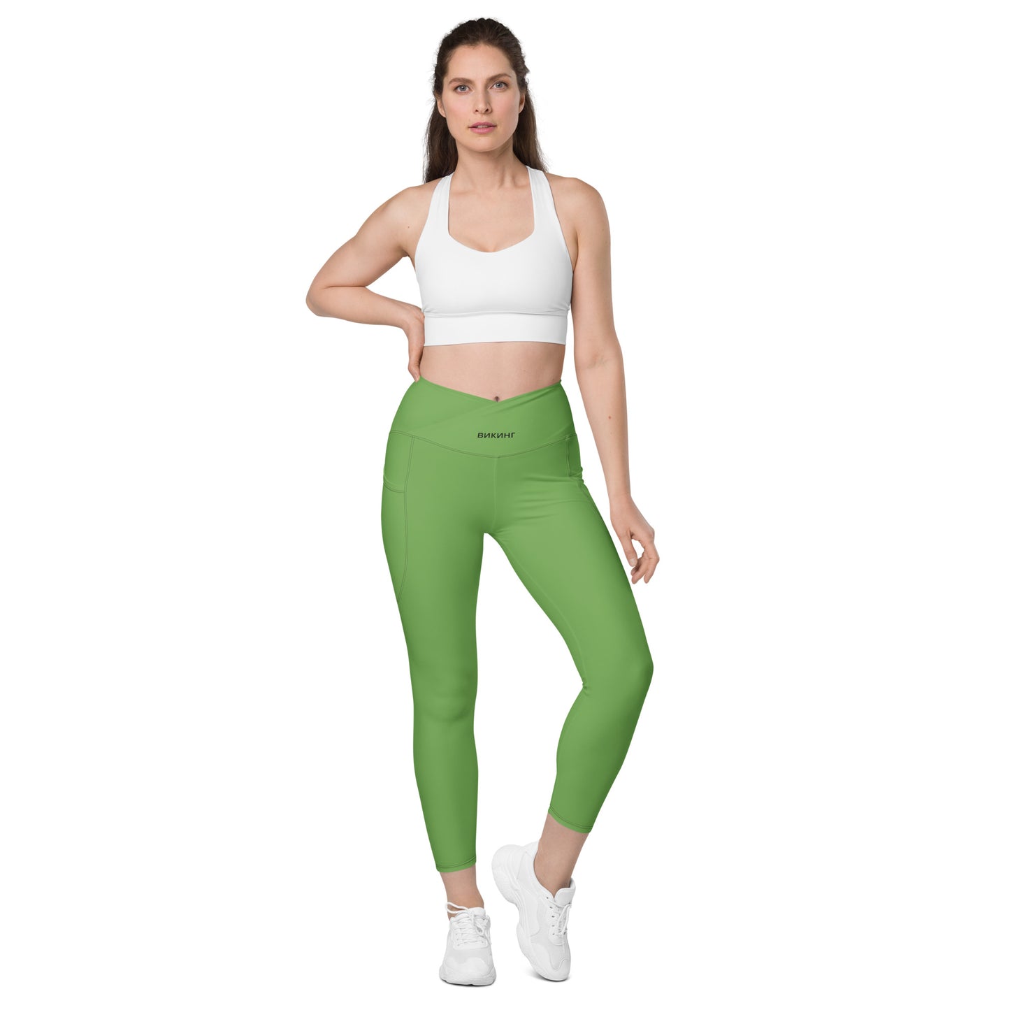 ВИКИНГ Original Shamrock Green Crossover Leggings with Pockets