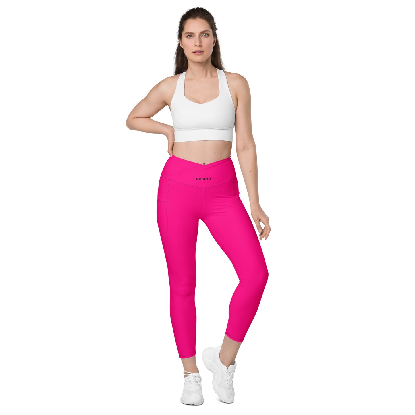 ВИКИНГ Original Bright Pink Crossover Leggings with Pockets