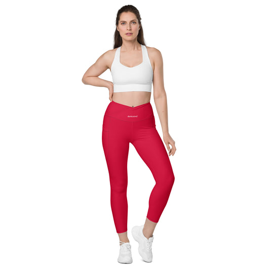 ВИКИНГ Original Lipstick Red Crossover Leggings with Pockets