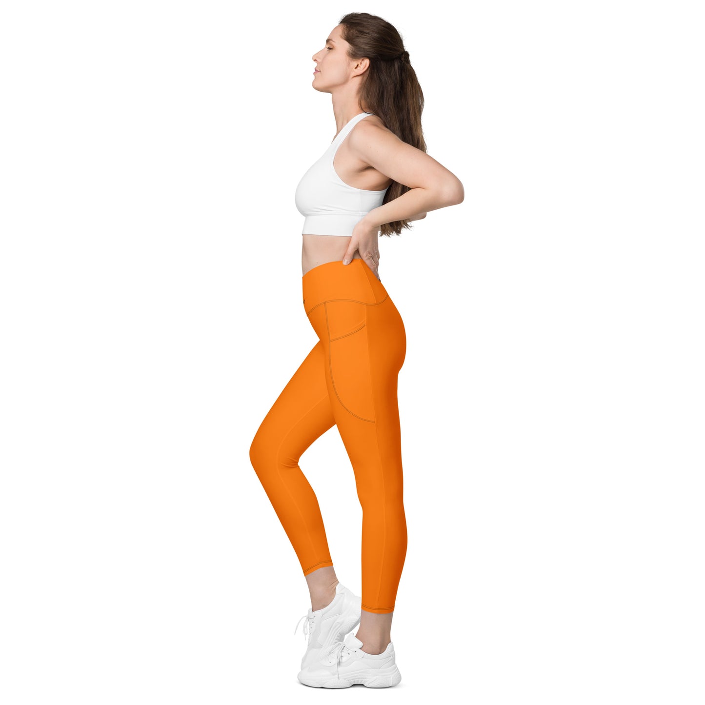 ВИКИНГ Original Tangerine Orange Crossover Leggings with Pockets