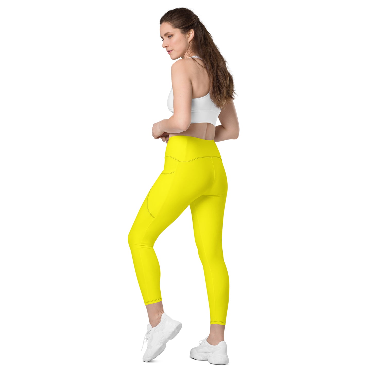 ВИКИНГ Original Bumble Bee Yellow Crossover Leggings with Pockets