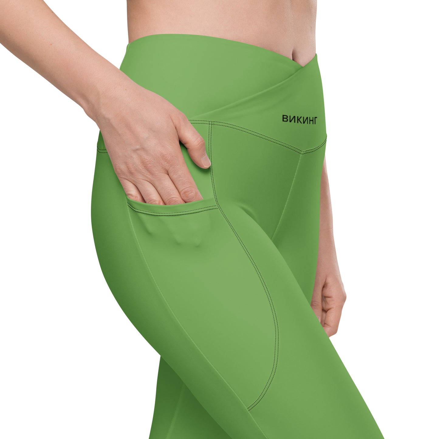 ВИКИНГ Original Shamrock Green Crossover Leggings with Pockets