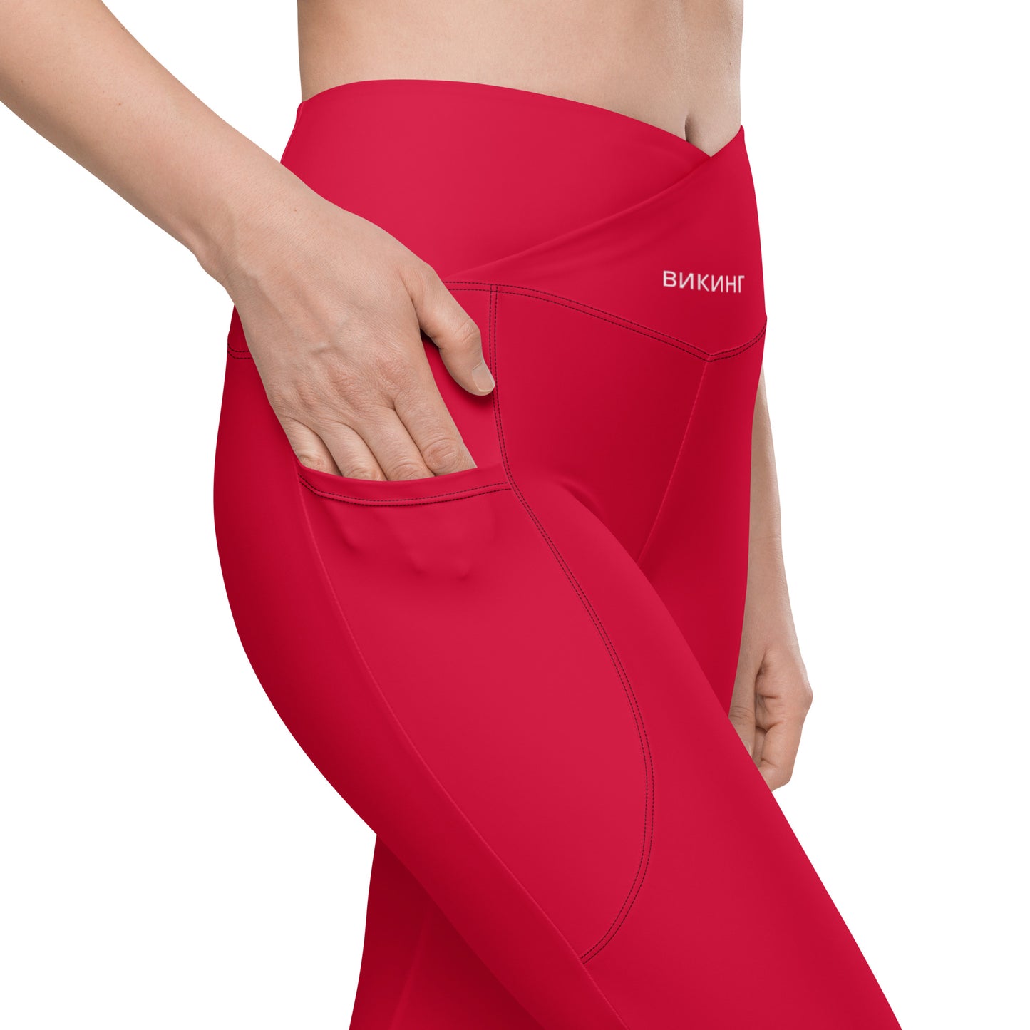 ВИКИНГ Original Lipstick Red Crossover Leggings with Pockets