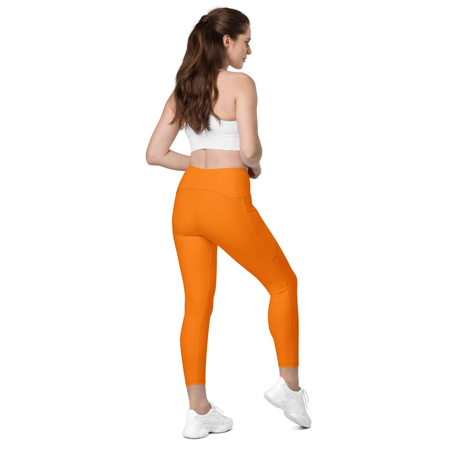 ВИКИНГ Original Tangerine Orange Crossover Leggings with Pockets