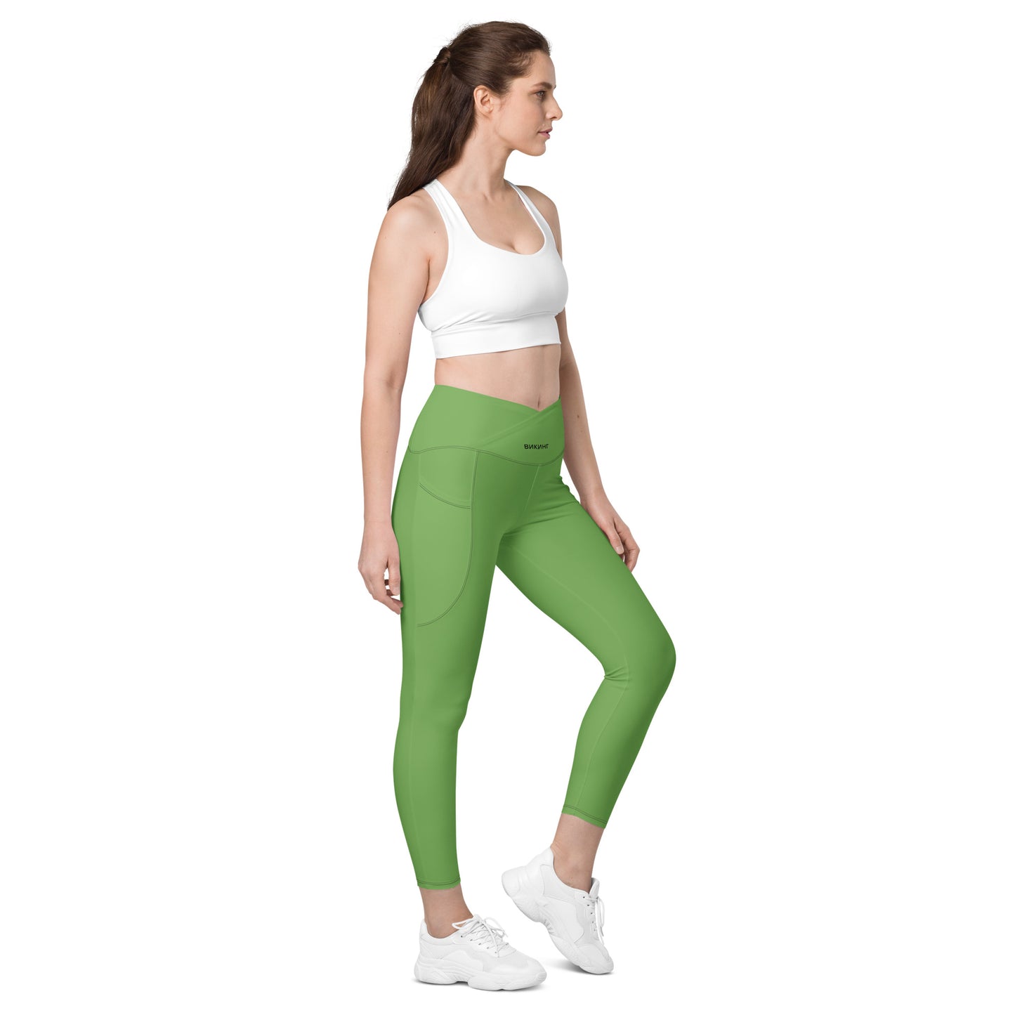 ВИКИНГ Original Shamrock Green Crossover Leggings with Pockets