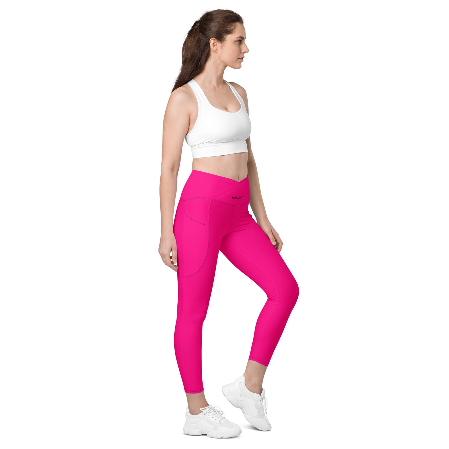 ВИКИНГ Original Bright Pink Crossover Leggings with Pockets