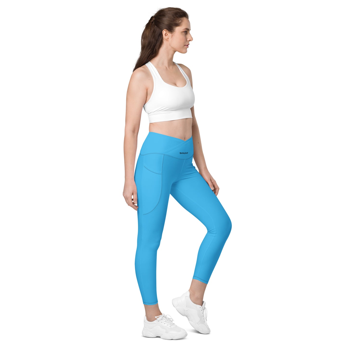 ВИКИНГ Original Olympic Blue Crossover Leggings with Pockets