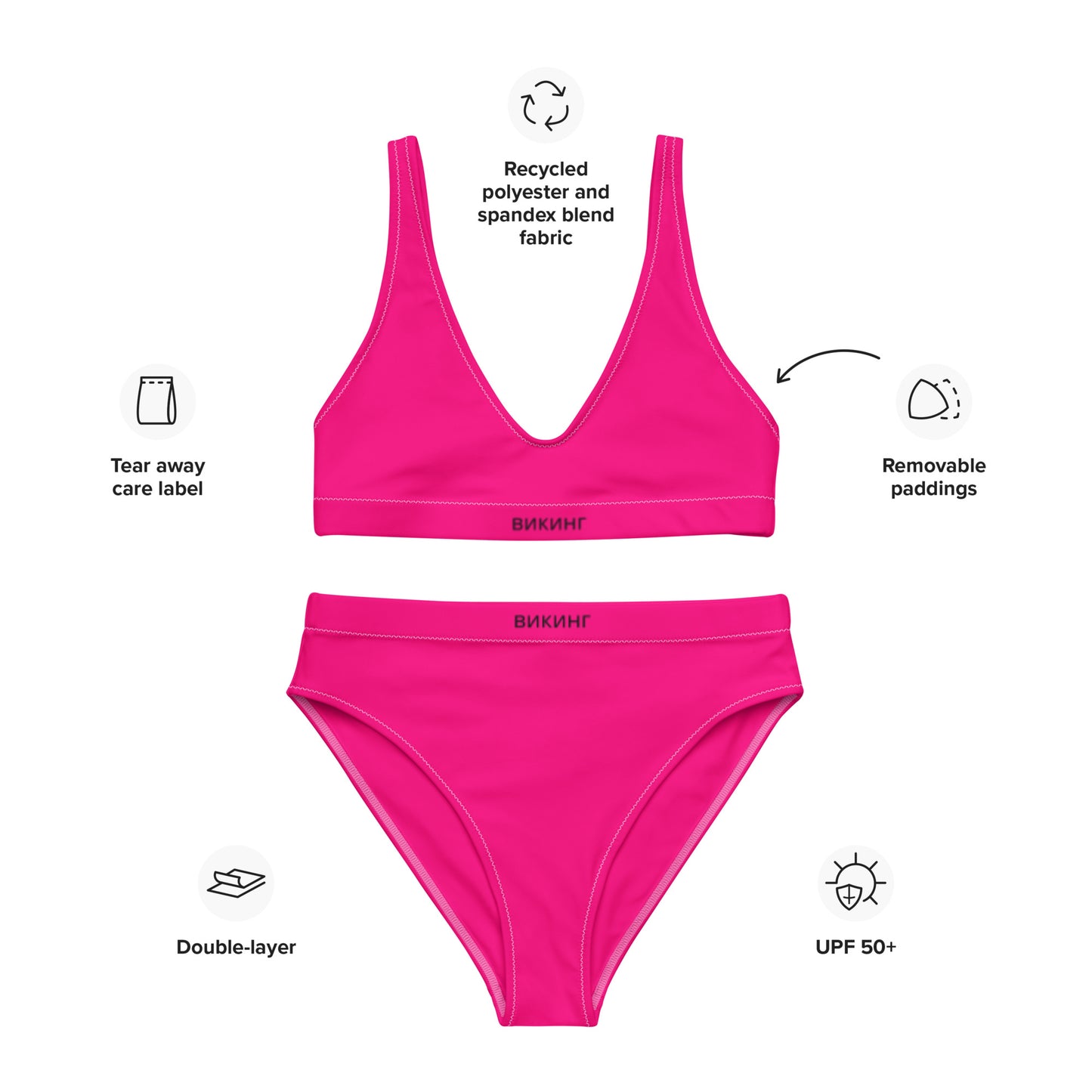 ВИКИНГ Original Bright Pink High-Waisted Bikini