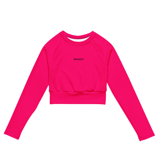 ВИКИНГ Original Bright Pink Long Sleeve Athletic Crop Top