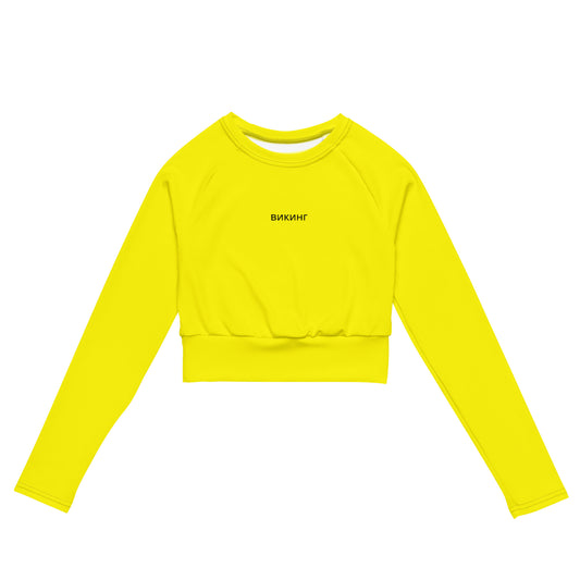 ВИКИНГ Original Bumble Bee Yellow Long Sleeve Athletic Crop Top