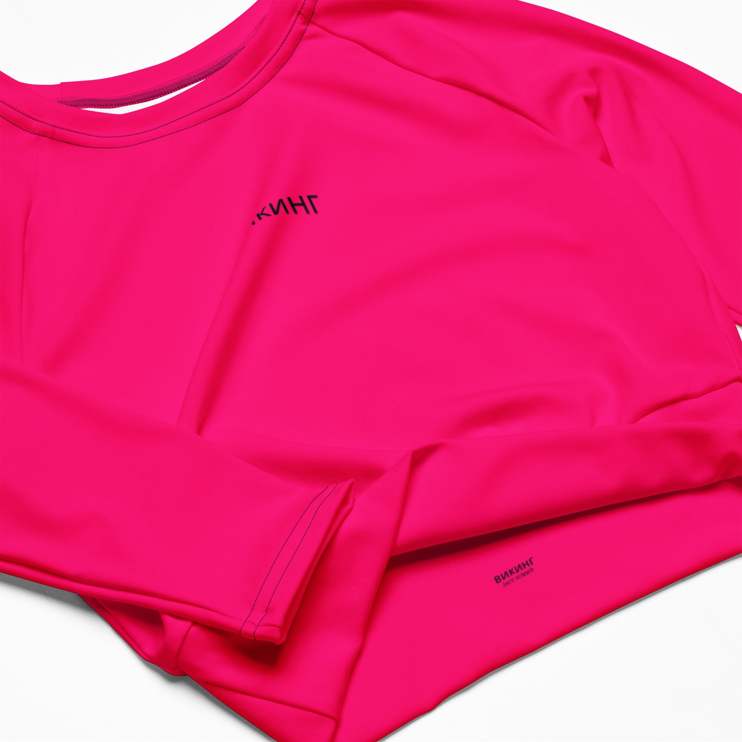 ВИКИНГ Original Bright Pink Long Sleeve Athletic Crop Top