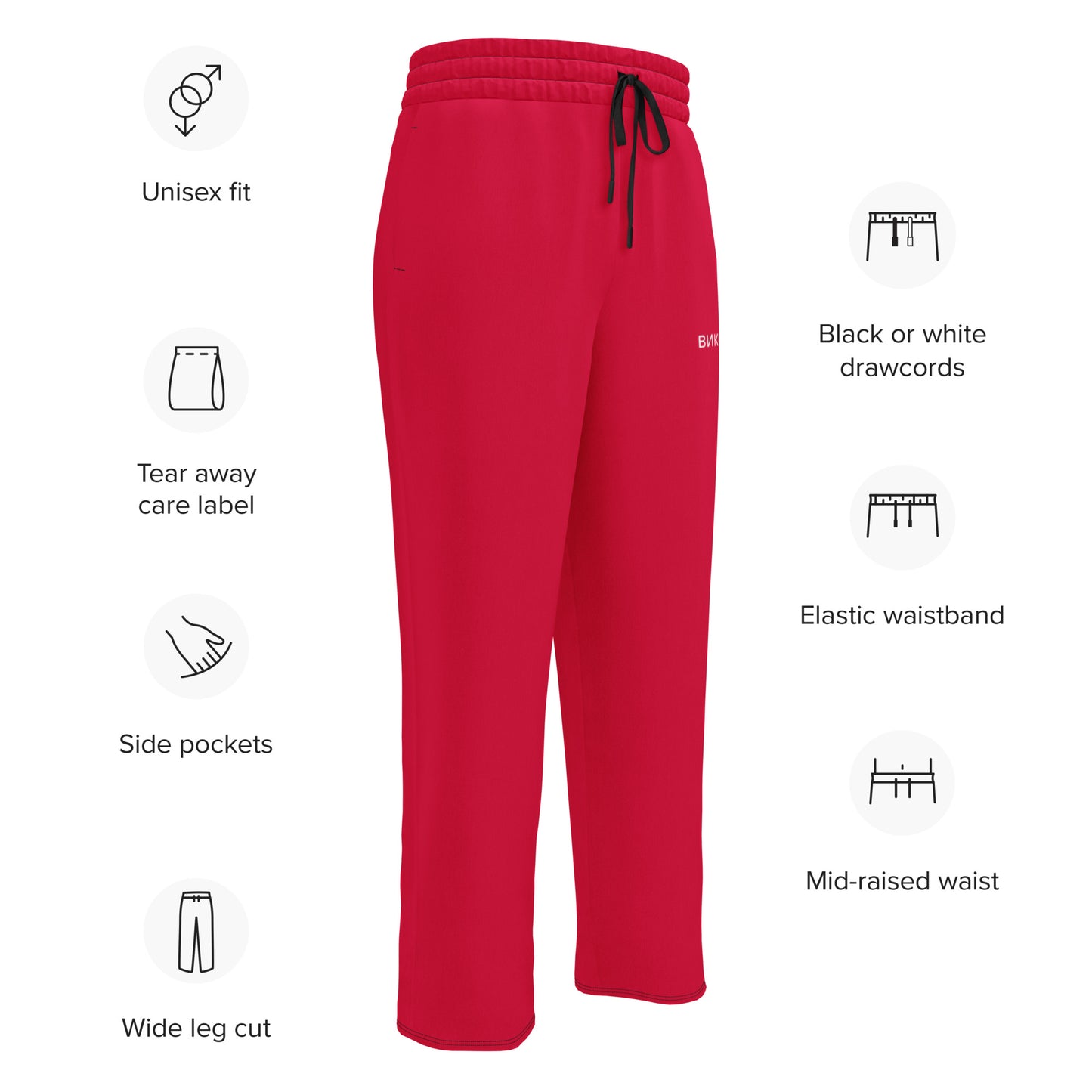 ВИКИНГ Original Lipstick Red Wide Leg Joggers Women’s