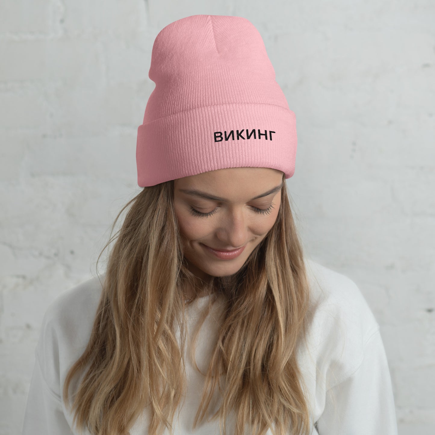 ВИКИНГ Unisex Black Logo Cuffed Beanie