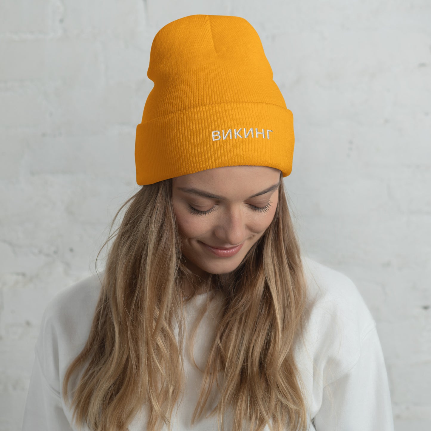 ВИКИНГ Unisex White Logo Cuffed Beanie