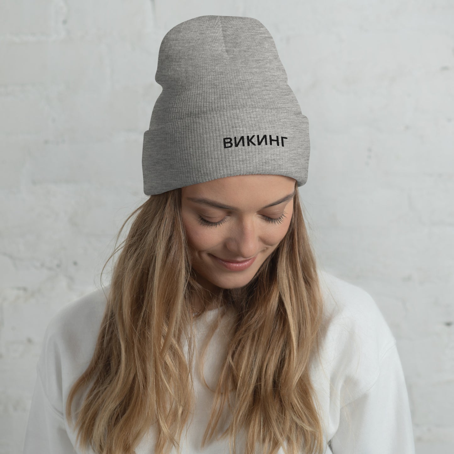 ВИКИНГ Unisex Black Logo Cuffed Beanie