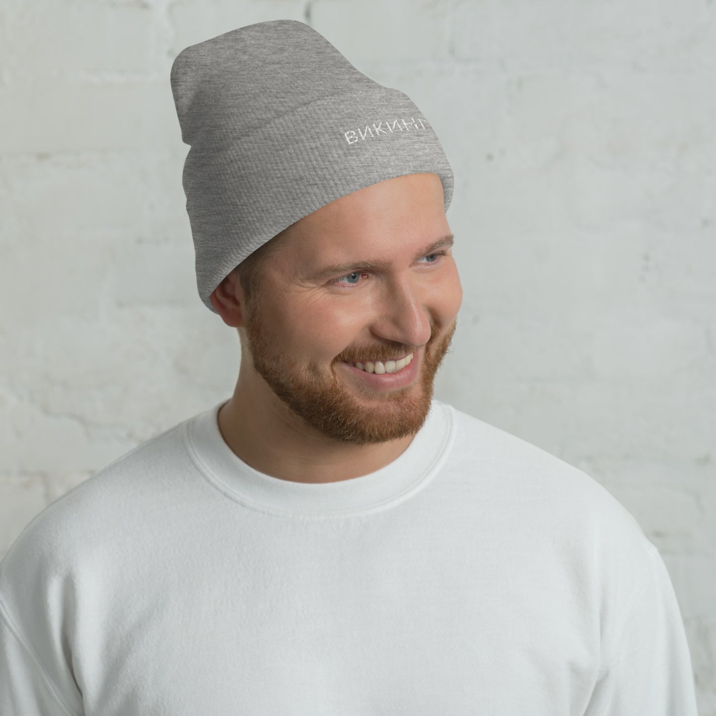 ВИКИНГ Unisex White Logo Cuffed Beanie