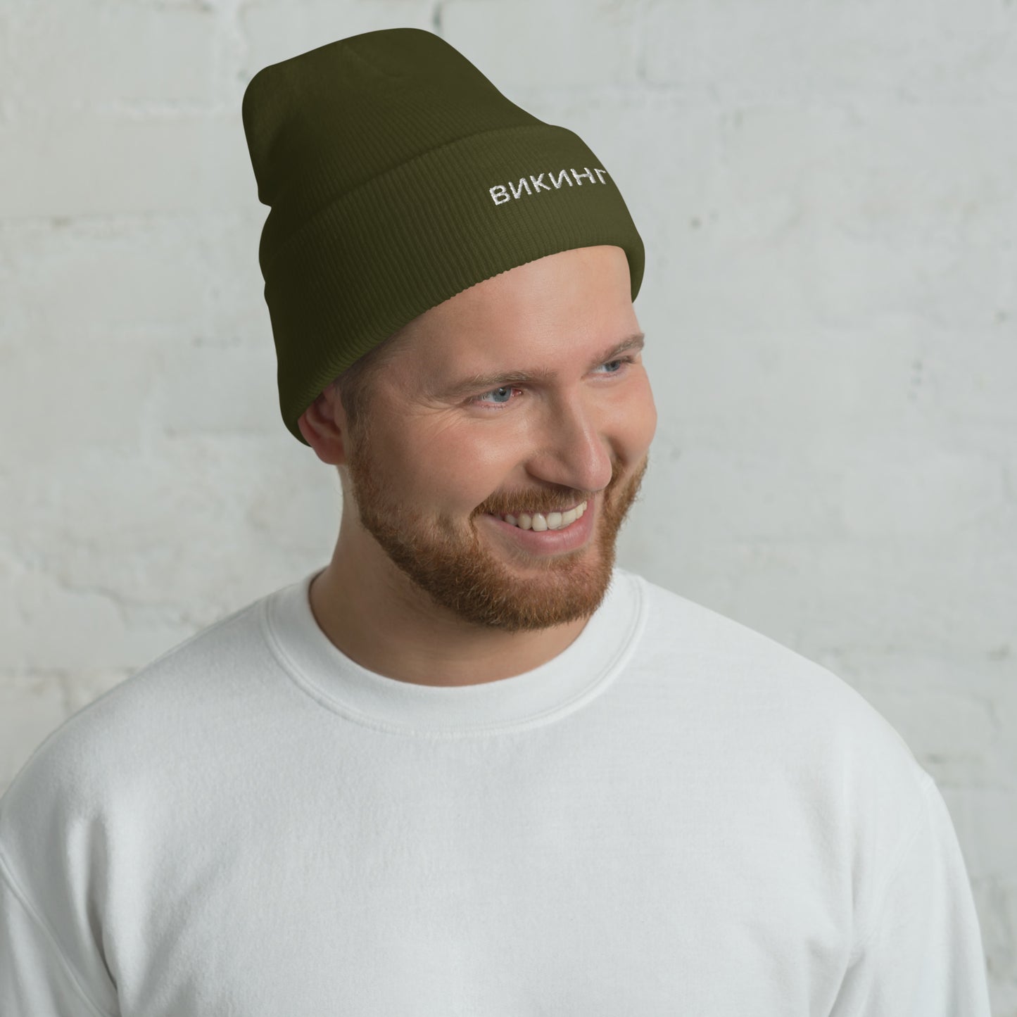 ВИКИНГ Unisex White Logo Cuffed Beanie