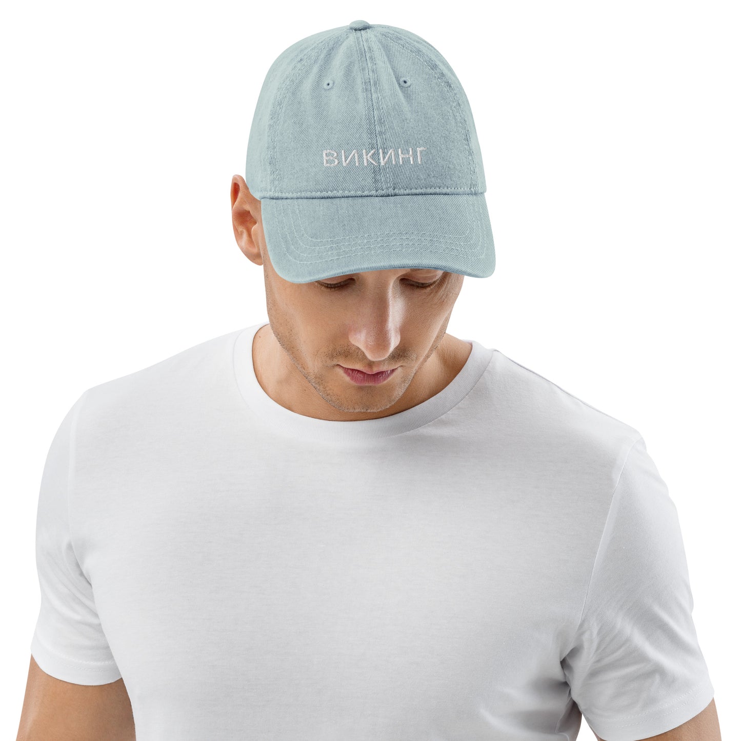 ВИКИНГ Unisex White Logo Denim Hat