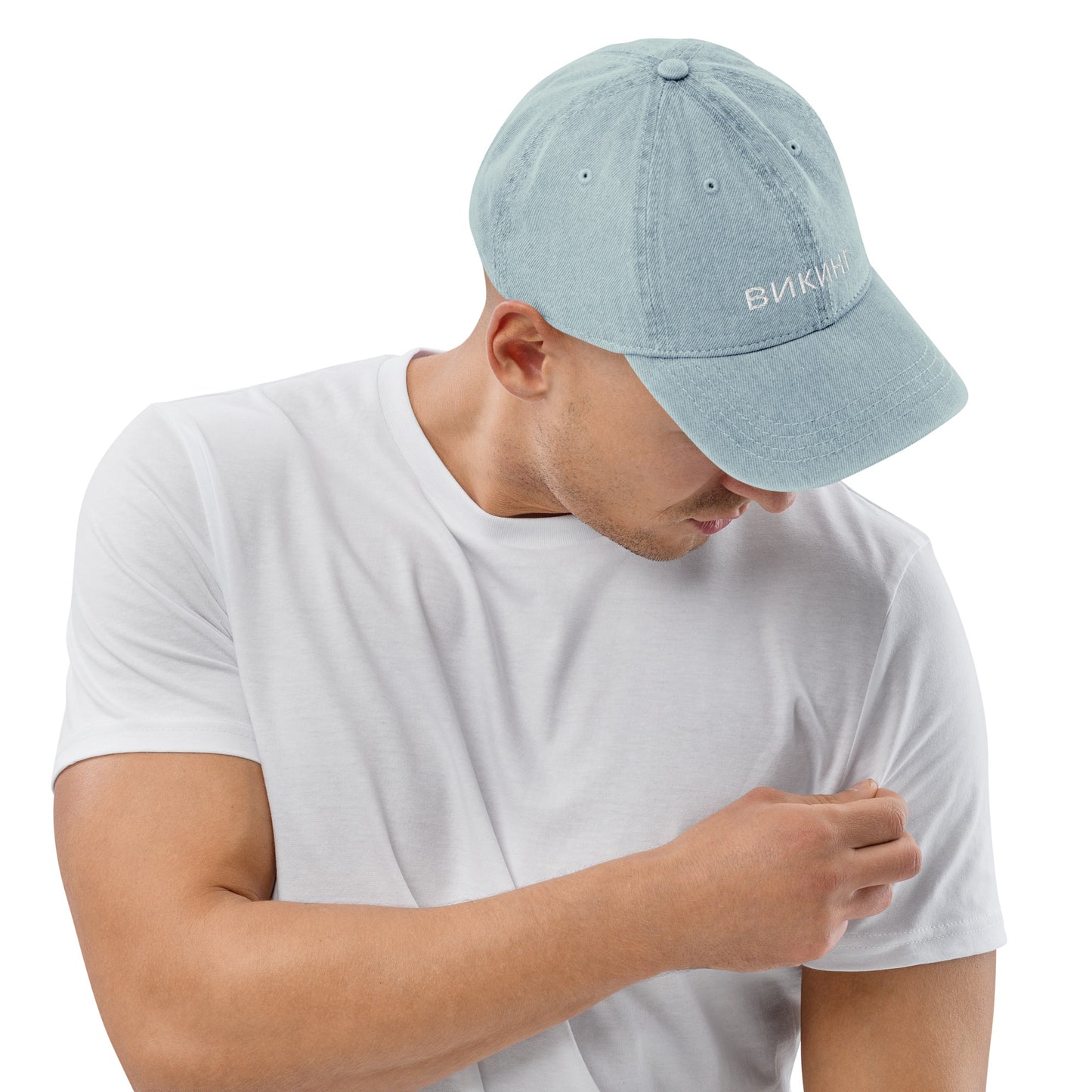 ВИКИНГ Unisex White Logo Denim Hat