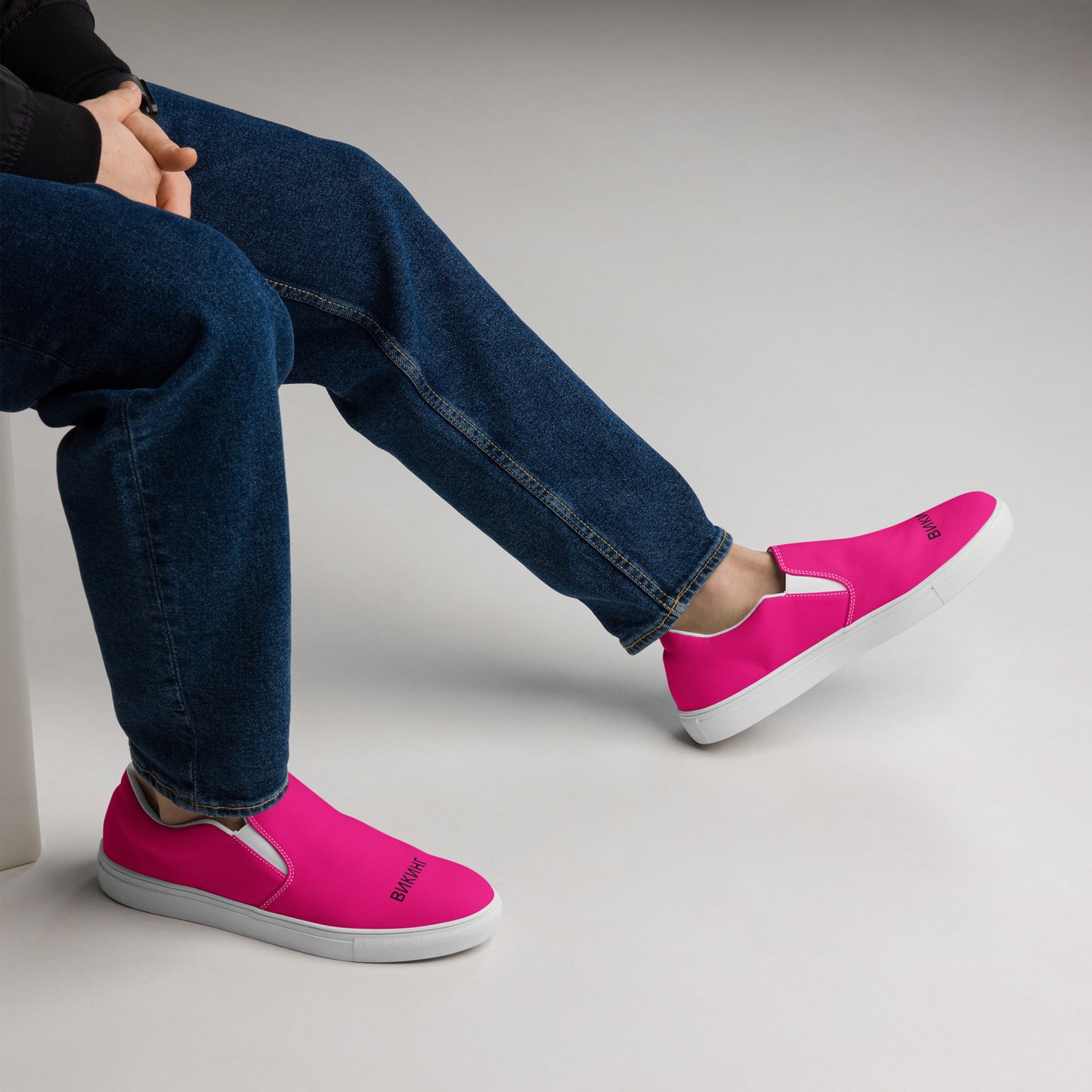 ВИКИНГ Original Bright Pink Slip On Canvas Shoes Men’s