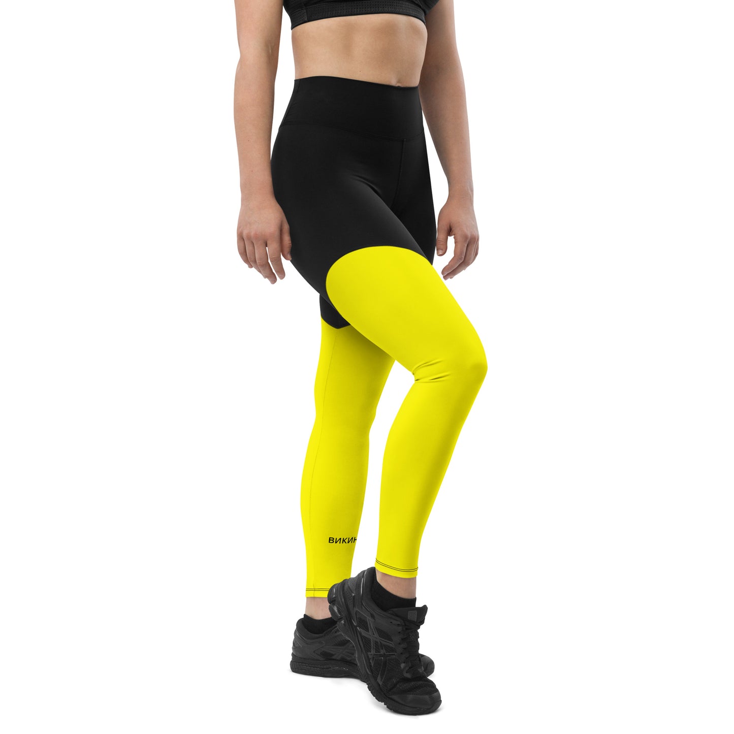 ВИКИНГ Original Bumble Bee Yellow Two Tone Athletic Leggings