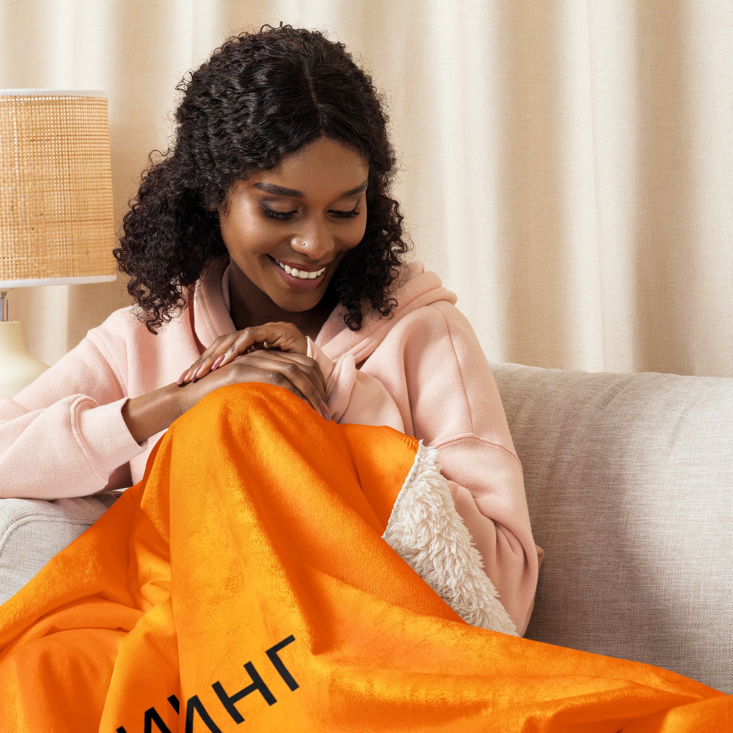 ВИКИНГ Original Tangerine Orange Sherpa Blanket